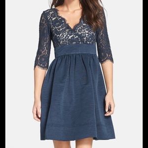 Eliza J Lace and Faille Dress